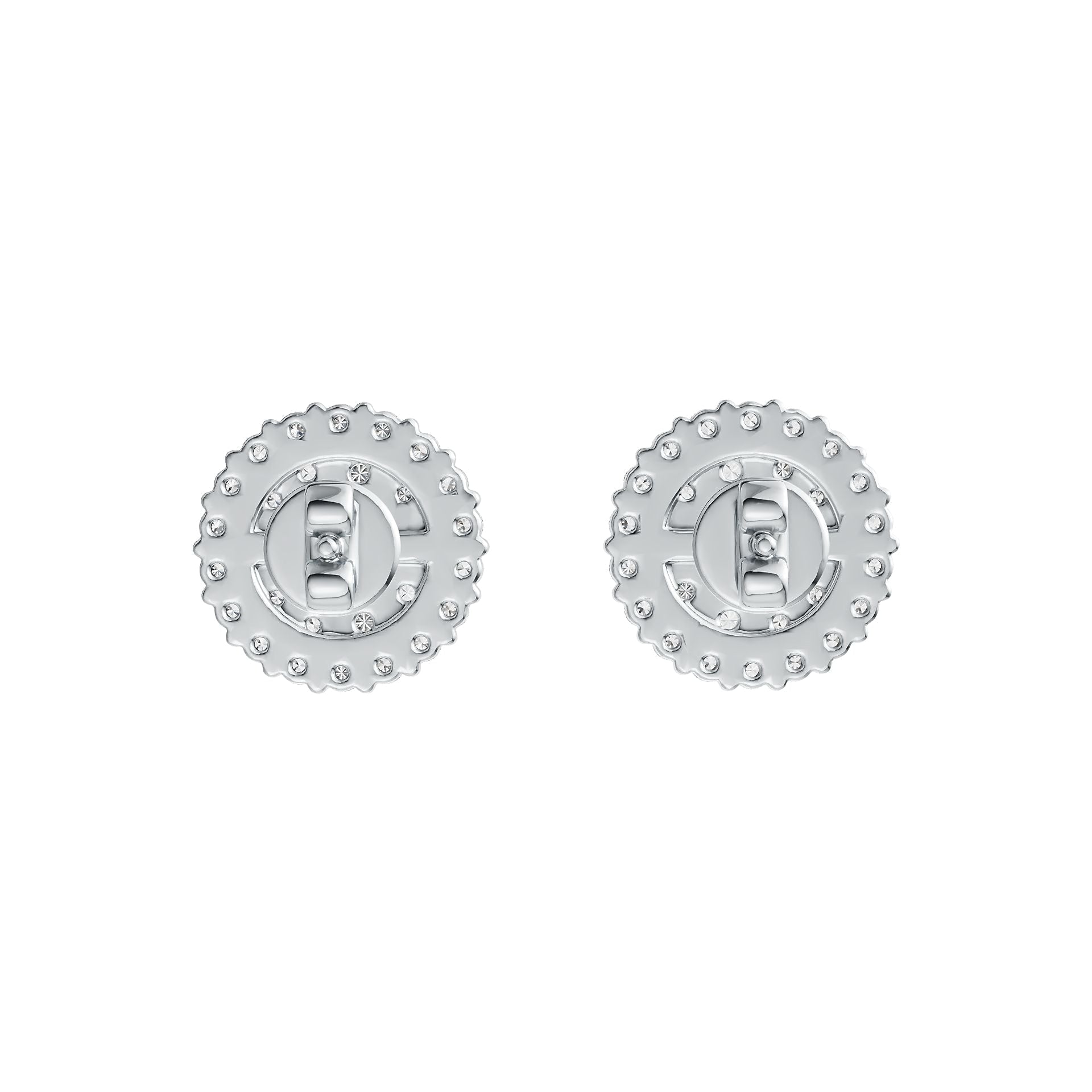 Sterling Silver Earrings Cluster Round Shaped Stud with White Topaz or Moissanite DHJ