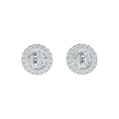 Sterling Silver Earrings Cluster Round Shaped Stud with White Topaz or Moissanite DHJ