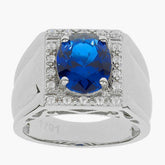 Men's Platinum Moissanite Ring OV 10X8mm Halo Accent