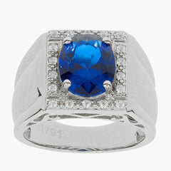 Men's Platinum Moissanite Ring OV 10X8mm Halo Accent