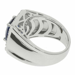 Men's Platinum Moissanite Ring OV 10X8mm Halo Accent
