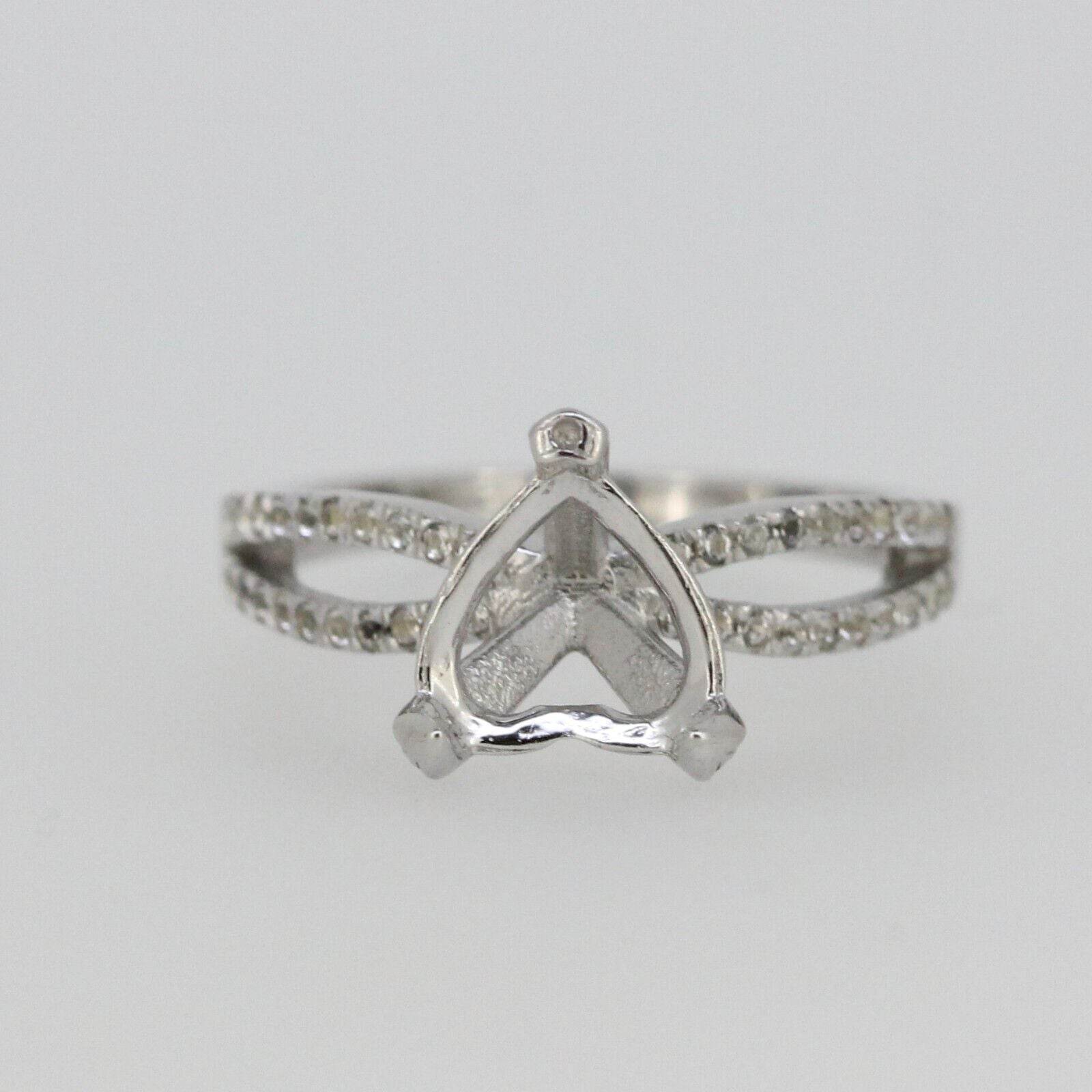 Sterling Silver Semi Mount Ring Setting Heart HT 8x8mm White Topaz L292R292 - Syzjewelry