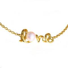 Love Cultured Freshwater Pearl 18k Yellow Gold Over Silver Bracelet