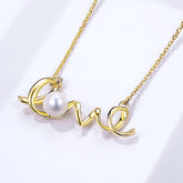 Love Cultured Freshwater Pearl 14k Yellow Gold Necklaces