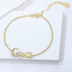 Love Cultured Freshwater Pearl 18k Yellow Gold Over Silver Bracelet