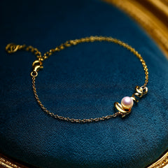 Love Cultured Freshwater Pearl 18k Yellow Gold Over Silver Bracelet