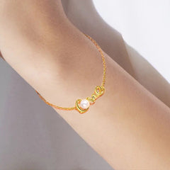Love Cultured Freshwater Pearl 18k Yellow Gold Over Silver Bracelet