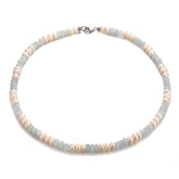 New Fresh Blue Natural Amazonite Pearl Hand Beaded Necklace Commuter Clavicle Chain