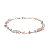 Natural Powder Crystal Hibiscus Pendant Raw Stone Polished Jewelry Necklace Chain