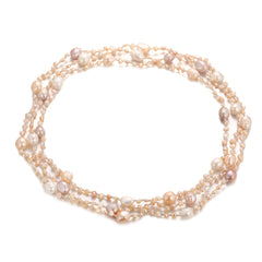 Handmade Variety Wearing Methods Small ;ong natural pearl odd-shaped beaded necklace