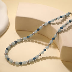 Handmade Amazonite Pearl Green Water Grass Chalcedony Sterling Silver Beads Beaded Necklace