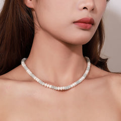New Fresh Blue Natural Amazonite Pearl Hand Sterling Silver Beaded Necklace Commuter Clavicle Chain