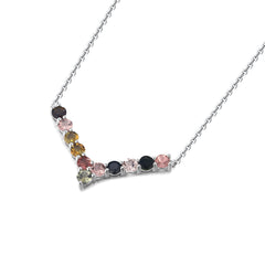 Multi-Natual Tourmaline necklace (Size 18) 925 Sterling Sliver October Birthstone Wediing Jewelry Gifts