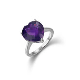 Natual Amethist Ring Heart Shape 925 Sterling Sliver February birthstone Purple Ring Jewelry Gemstone