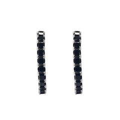 Natual Black Spinel Hoop Earrings with 925 sterling silver 33mm