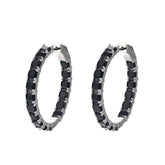 Natual Black Spinel Hoop Earrings with 925 sterling silver 33mm