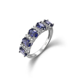 Lab Created Tanzanite Ring with Natual Zircon 925 Sterling Sliver Wedding Jewelry Gifts