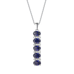 Lab Created Tanzanite Necklace S925 Sterling Sliver with Chain 45MM Jewelry Gifts