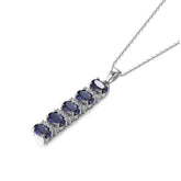 Lab Created Tanzanite Necklace S925 Sterling Sliver with Chain 45MM Jewelry Gifts