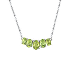 Natual Peridot Necklace S925 Sterling Sliver Birthstone Gemstone Jewelry Anniversary Daily Engagement