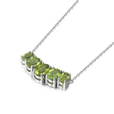 Natual Peridot Necklace S925 Sterling Sliver Birthstone Gemstone Jewelry Anniversary Daily Engagement