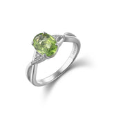 Natual Peridot Ring S925 Sterling Sliver Birthstone Ring Gemstone Gifts