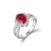 Lab Created Red corundum Ring 925 Sterling Sliver with Zircon Luxury Elegant Gifts