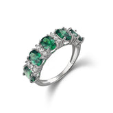 Lab Created Green and Blue Zircon Ring S925 Sterling Slive Elegant Jeweley Gifts