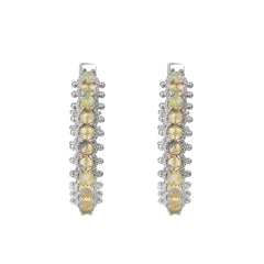 Natual White Opal Multi Color 925 Sterling Sliver October Birthstone Jewelry Gift