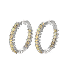 Natual White Opal Multi Color 925 Sterling Sliver October Birthstone Jewelry Gift
