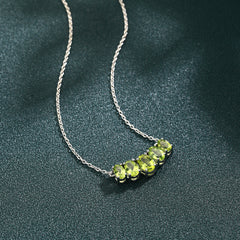 Natual Peridot Necklace S925 Sterling Sliver Birthstone Gemstone Jewelry Anniversary Daily Engagement