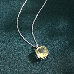 Natual Lemon Citrine Necklace S925 Sterling Sliver Mother Gemstone Jewelry Gift