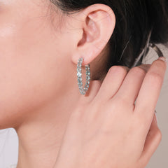 Natual Sky Blue Topaz Hoop Earring 925 Sterling Sliver Gemstone Women Jewelry Gift
