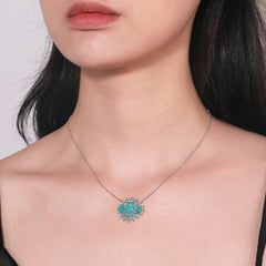 Natual Blue Opal Necklace with Natual Sky Topaz S925 Sterling Sliver 45MM Birthstone Gifts