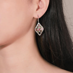 Natual Multicolor Tourmaline Drop Earring 925 Sterling Sliver Gemstone with Natual Zircon Birthstone Jwelelry Gifts