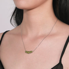 Natual Peridot Necklace S925 Sterling Sliver Birthstone Gemstone Jewelry Anniversary Daily Engagement
