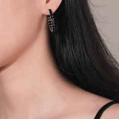 Natual Black Spinel Hoop Earrings with 925 sterling silver 33mm