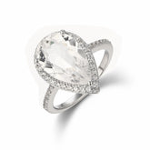 Natual White Topaz Ring Water Drop Shape S925 Sterling Sliver White Gemstone Wedding Birthday Gifts
