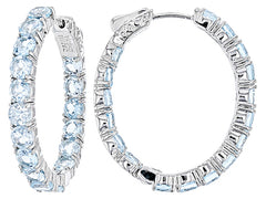 Natual Sky Blue Topaz Hoop Earring 925 Sterling Sliver Gemstone Women Jewelry Gift