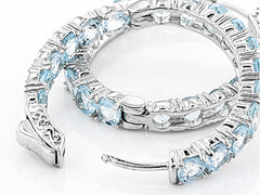 Natual Sky Blue Topaz Hoop Earring 925 Sterling Sliver Gemstone Women Jewelry Gift