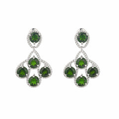 Natural Diopside Gemstone S925 Sterling Silver Moissanite Earrings Engagement Jewelry Gift