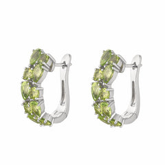 S925 Sterling Silver Natural Peridot Earrings Birthstone Gemstone Jewelry Gift