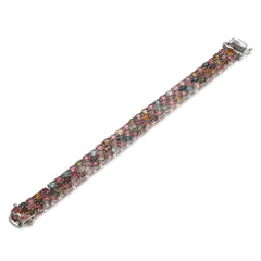 Triple-Row Of Multi-Natual Tourmaline S925 Sterling Silver Bracelet Birthstone Bracelet Female Gifts