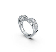 Sterling Silver Ring Heart Theme with White Topaz or Moissanite - Syzjewelry