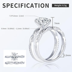 2PC 14K Gold 2CT Oval Cut CVD Diamond Bridal Sets