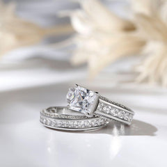 2 PC Princess Cut 18K Gold CVD Diamond Bridal Sets