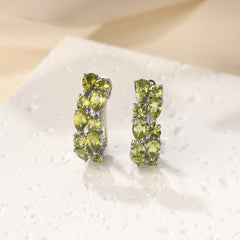 S925 Sterling Silver Natural Peridot Earrings Birthstone Gemstone Jewelry Gift
