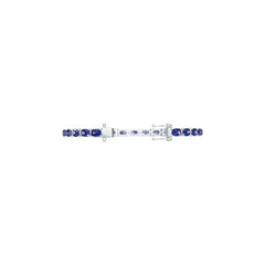 Sterling Silver Royal Blue Sapphire Moissanite or Sapphire Bracelet Oval OV 6x4mm