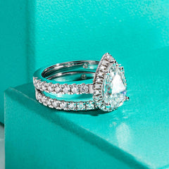 3CT Pear Cut Moissanite Engagement Ring & Wedding Band Set – D Color VVS for Women