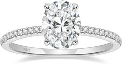 3CT Sterling Silver Engagement Rings Oval Moissanite Wedding Promise Side Stone Rings 
